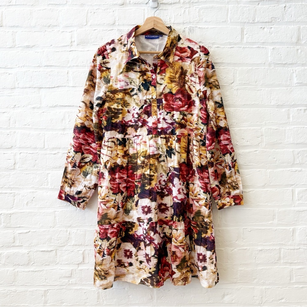 Ro's Garden || Deauville Shirt Dress Cotton Floral‎ Ladakh Pink Large